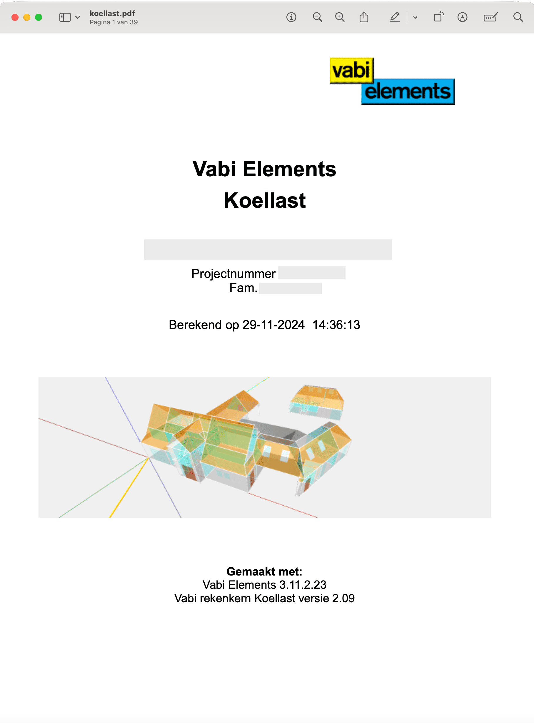 Voorbeeld rapport Voorpagina voorbeeldrapport warmteverliesberekening Vabi Elements